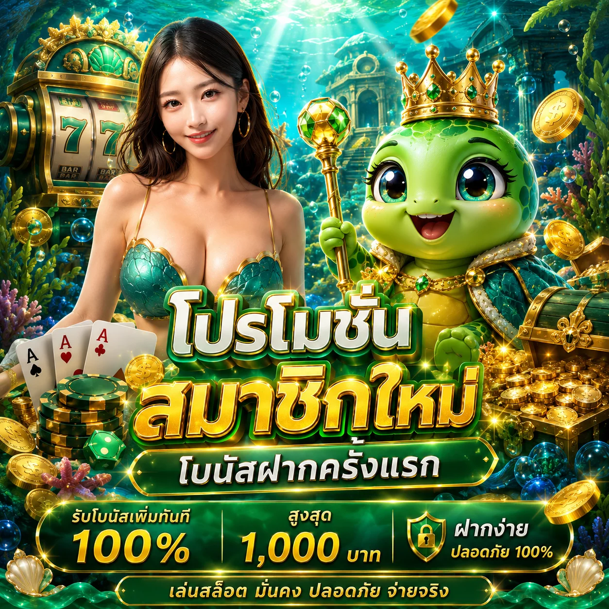 	โปรโมชั่น Turtle99 สมาชิกใหม่รับโบนัสต้อนรับ