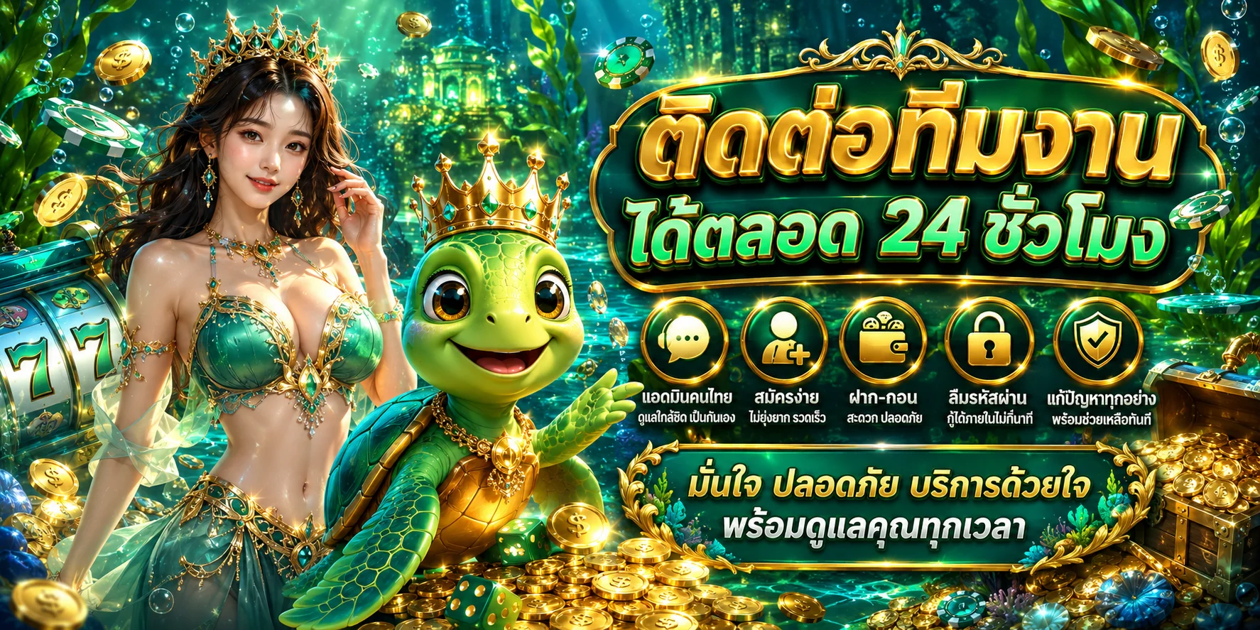 แบนเนอร์ติดต่อทีมงาน Turtle99 บริการ 24 ชั่วโมง